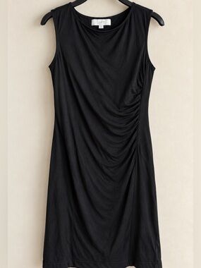 LOFT Black Ruched Sheath Dress